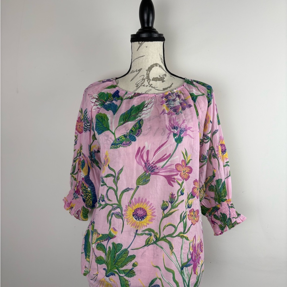 Banjanan Pink Floral Blouse 100% Cotton